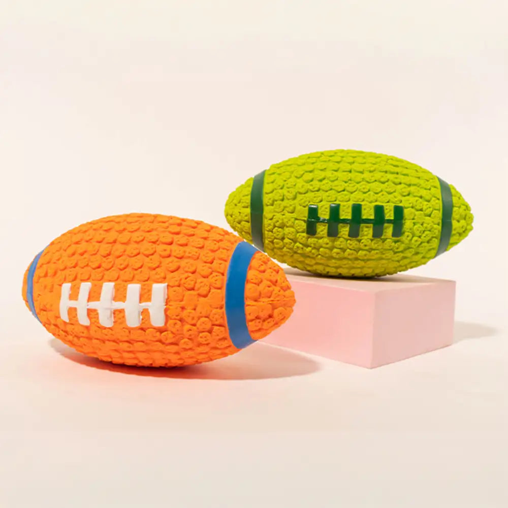 Rugby Dog Chew Toy with Squeaky - Orange